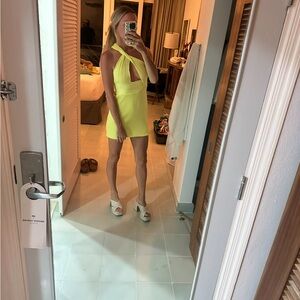 Mango Yellow Halter Neck Midi Dress